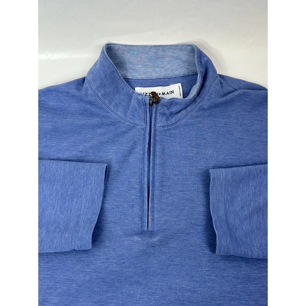 Mizzen+Main Sweater Mens 2XL Blue Fairway Zip Pullover Golfer